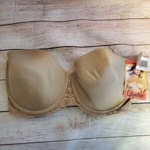 NWT LILYETTE by BALI 36DD Nude Strapless Padded Bra with Convertible Straps
